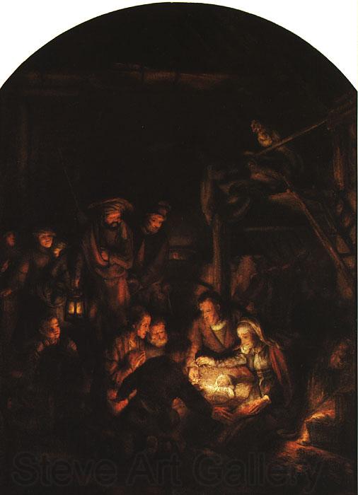 REMBRANDT Harmenszoon van Rijn Adoration of the Shepherds Norge oil painting art